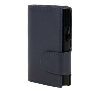 Clicksafe MÜNZBÖRSE aus blauem Nappaleder mit schwarzem TRESOR