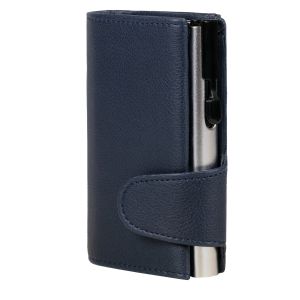 Clicksafe MÜNZBÖRSE aus blauem Kunstleder mit silbernem TRESOR