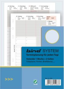 Einlage A5 Kalender 2026 1 Woche = 2 Seiten