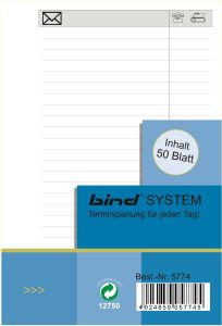 bind B5774 Systemeinlage ADRESSEN A7 Papier weiß