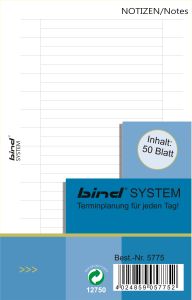 bind B5775 Systemeinlage NOTIZEN A7 Papier weiß